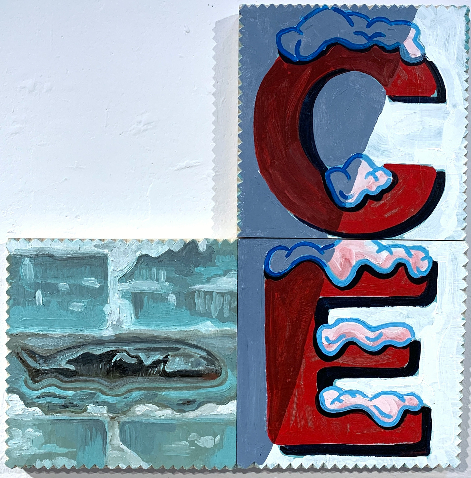 "Common Era", 16 in x 16 in, acrylic and latex on wood