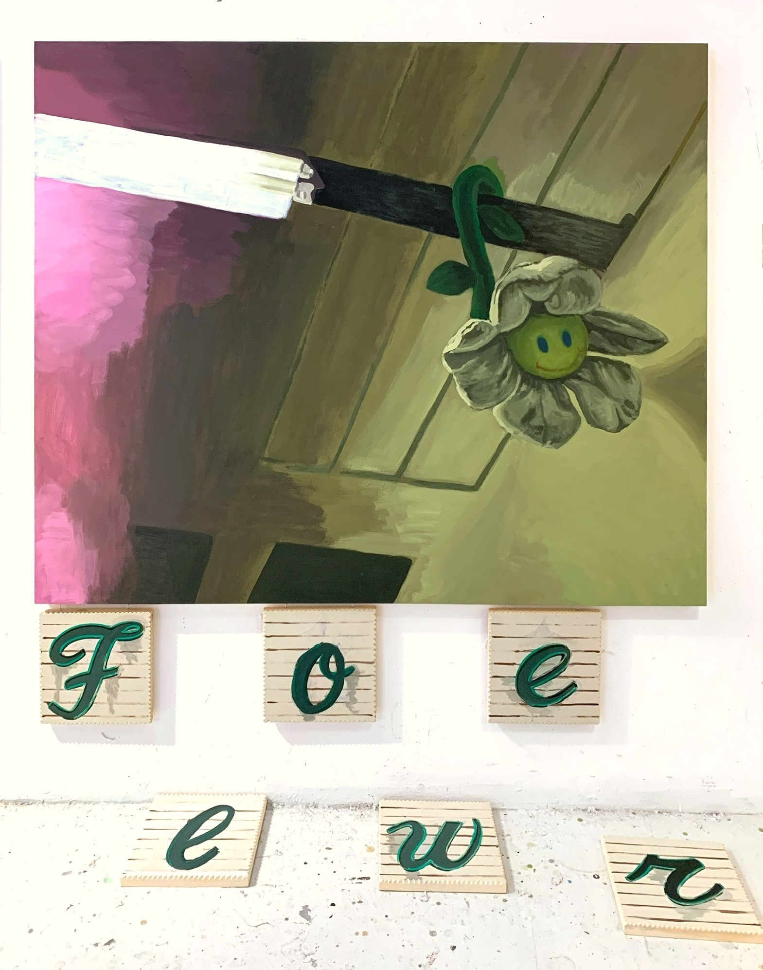 "FOE", 60 in x 60 in, acrylic and latex on wood