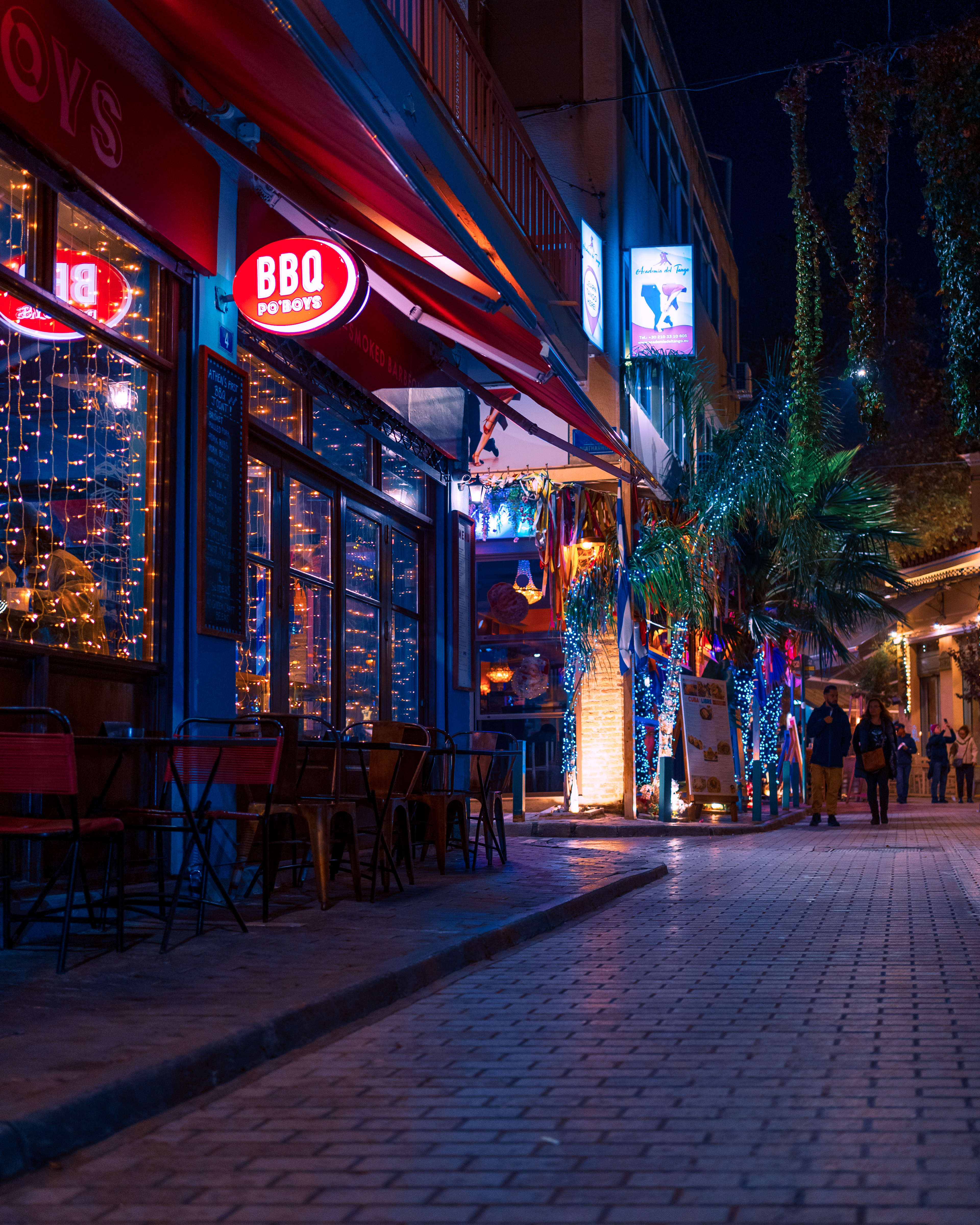 Colorful bars in every alley in Psiri!