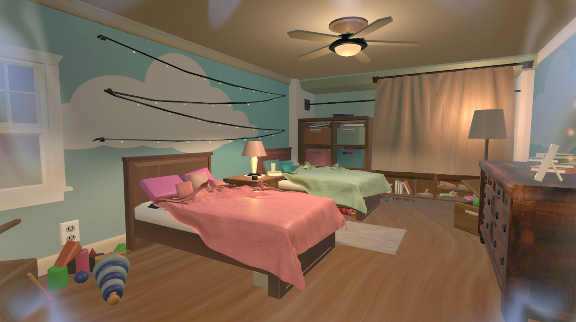 At the start of the game, the apartment is brightly and warmly lit.