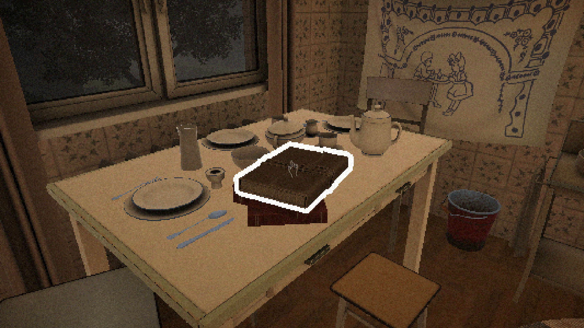 When the player's cursor hovers over an interactive artifact, it is highlighted.