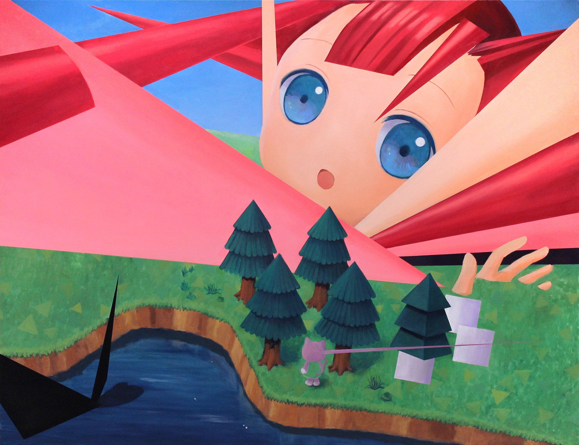 「繝舌げ繧 縺ｩ縺?留縺､縺ｮ譽ｮ」Bugs in Animal Cr*ssing, 1455x1120mm, acrylic and oil on canvas, 2022