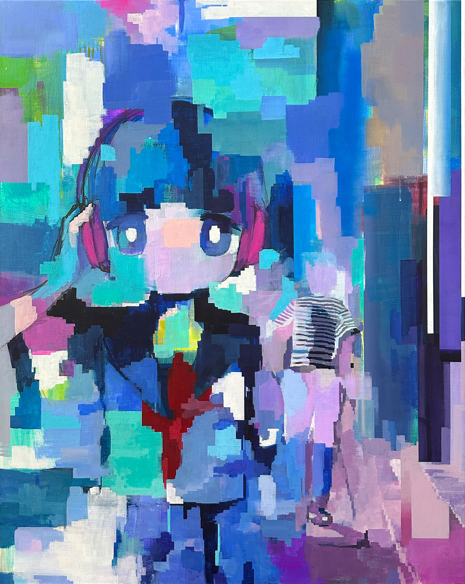 「外部音取り込みモード」transparency mode, 803mm x 1000mm, acrylic on canvas, 2023