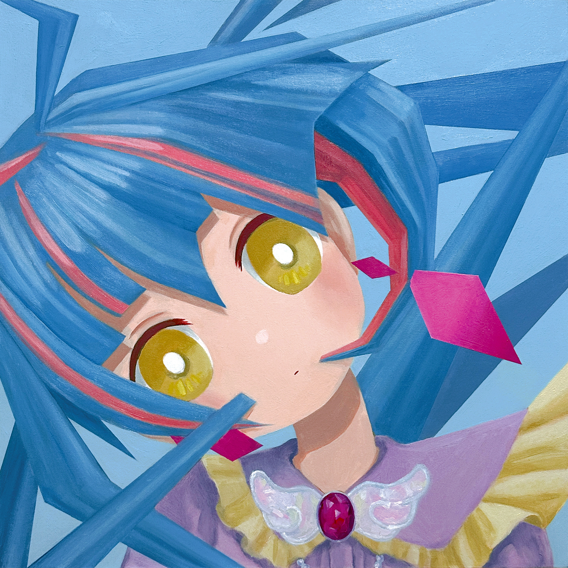 45°, 455mm x 455mm, oil on canvas, 2023