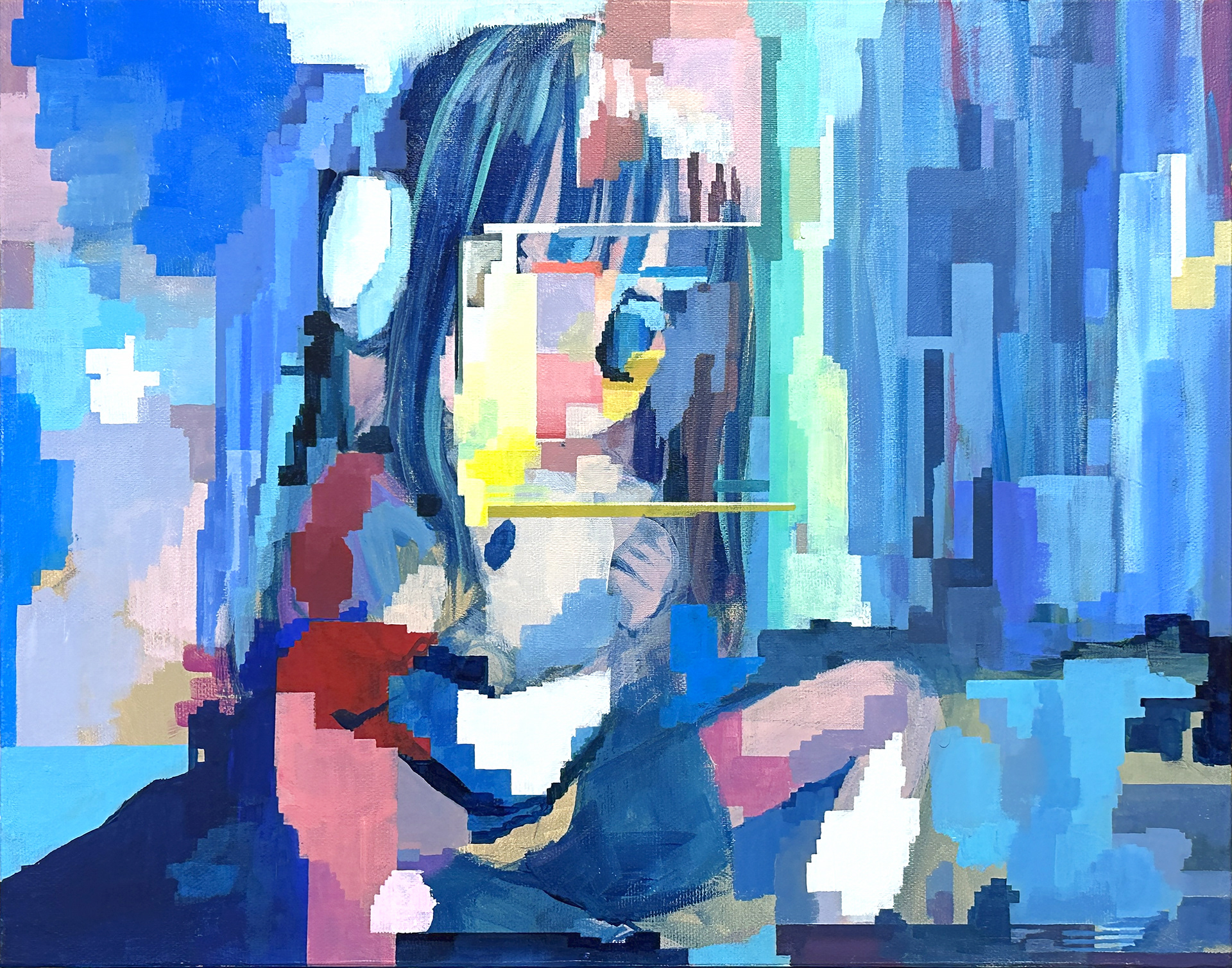 「こわいゆめの分析」Scary Dream Analysis, 410mm x 308mm, acrylic on canvas, 2023