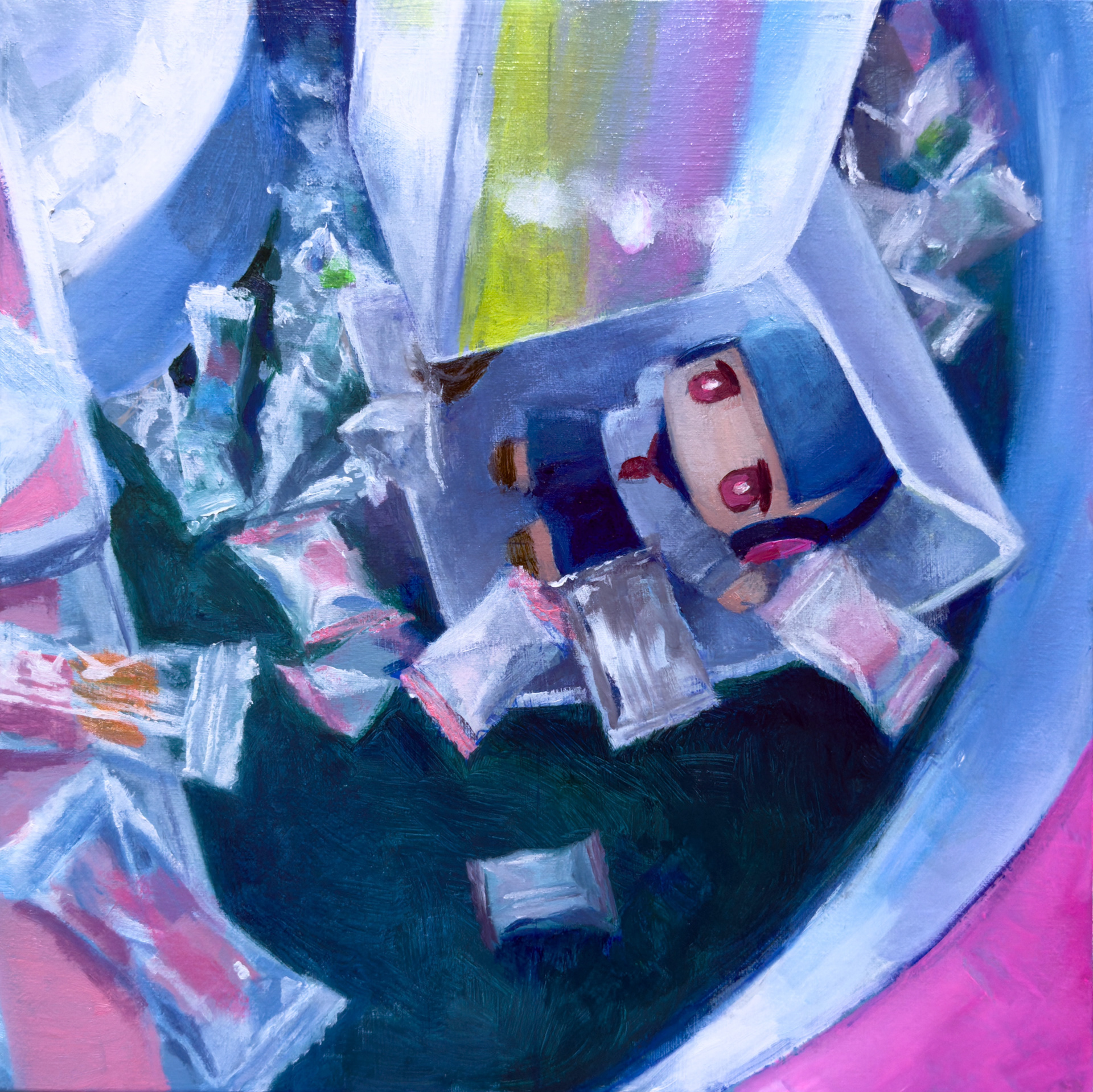 「すくいあげたゆめ」A Dream Lifted Up, 227mm x 227mm, oil on canvas, 2025