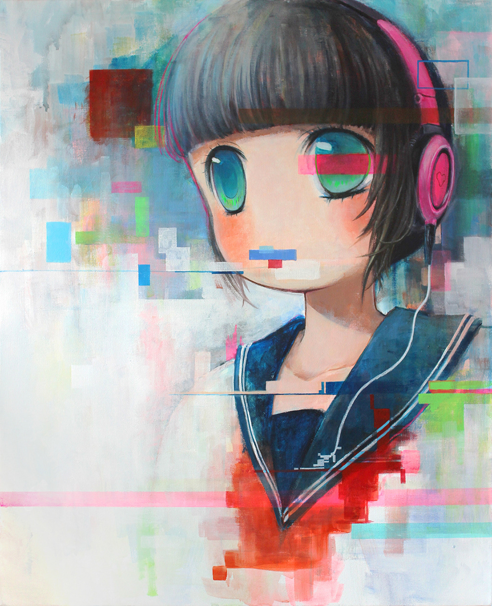 「転送レート：1」data transfer rate: 1, 803mm x 652mm, acrylic on canvas, 2013
