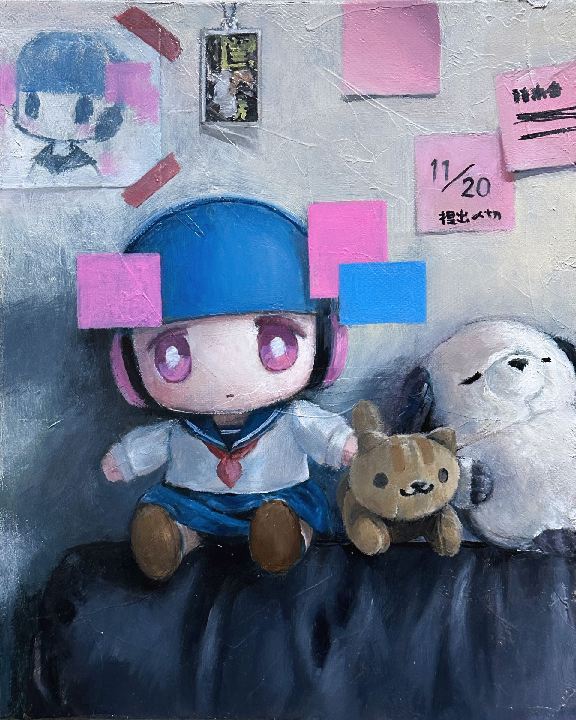 「お留守番」Stay at home, 220mm x 273mm, oil on canvas, 2023