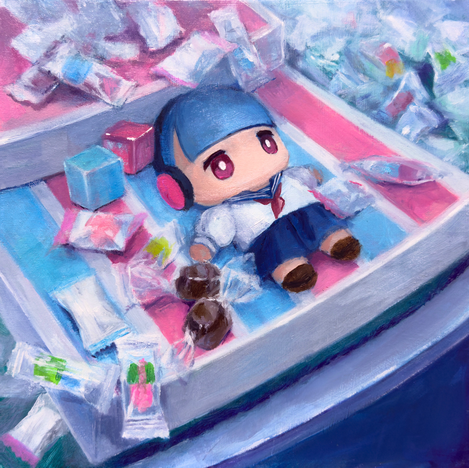 「おしだされるゆめ」A Dream Pushed Forward, 227mm x 227mm, oil on canvas, 2025