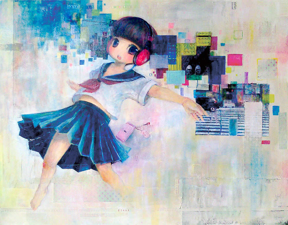 「サウンドエフェクト」sound effect, 1167mm x 910mm, mixedmedia (collage, acrylic and oil on canvas), 2010
