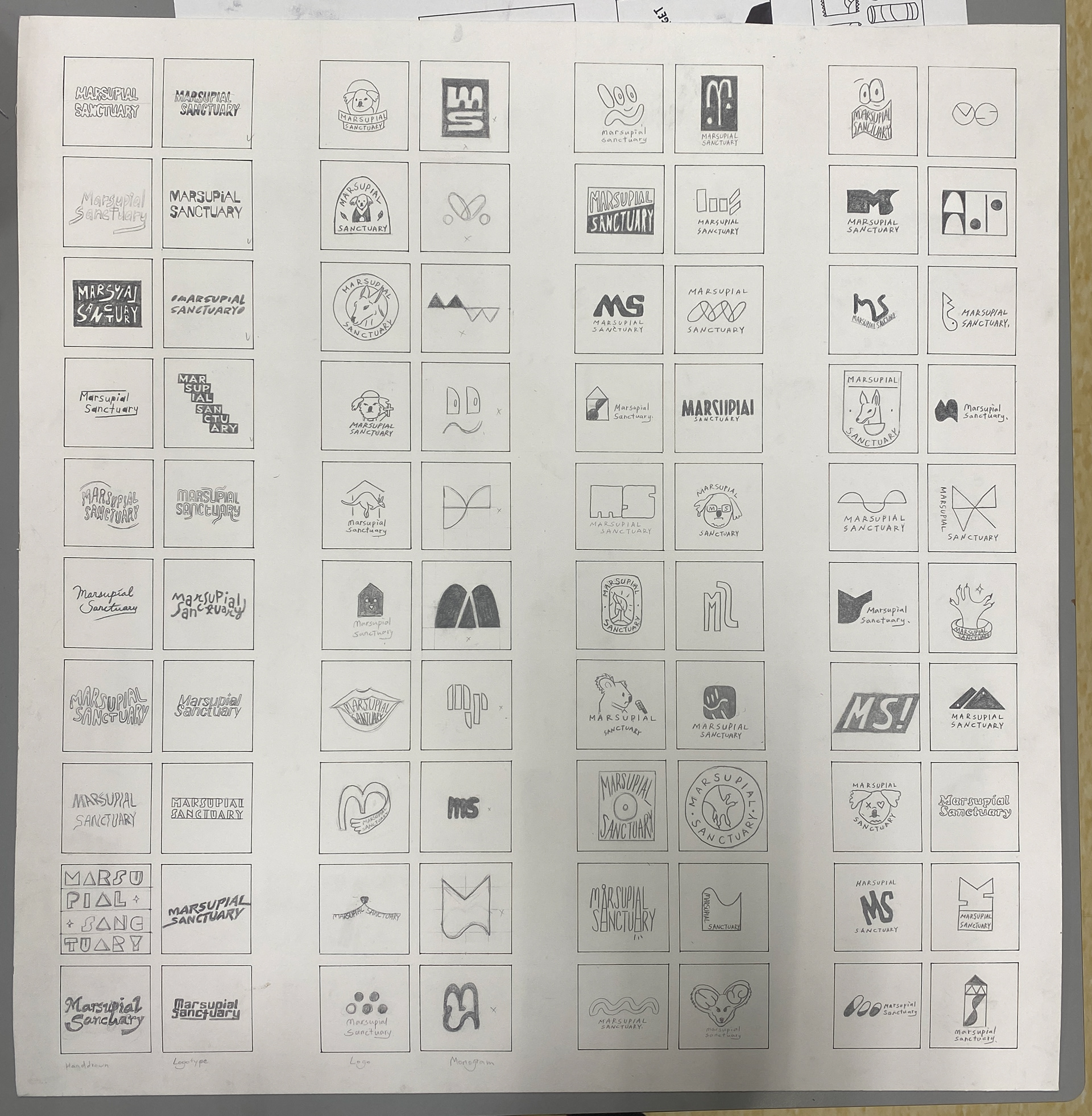 80 thumbnails on illustration board