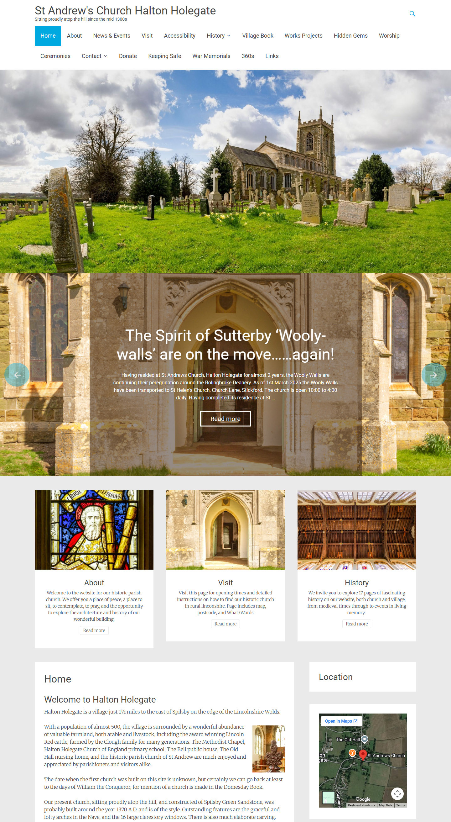 Screen Capture of the homepage of Halton Holegate St Andrewswebsite