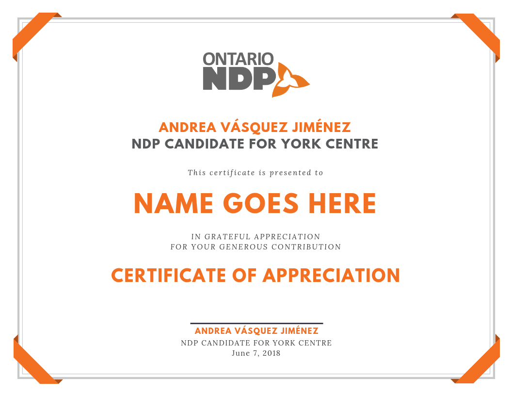 Certificates of Appreciation