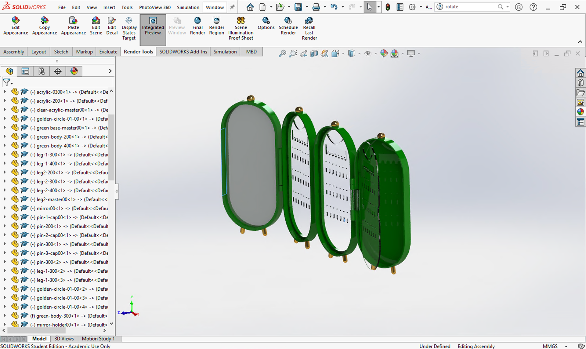 Solidworks File Shows Acrylic Piece on Hinge
