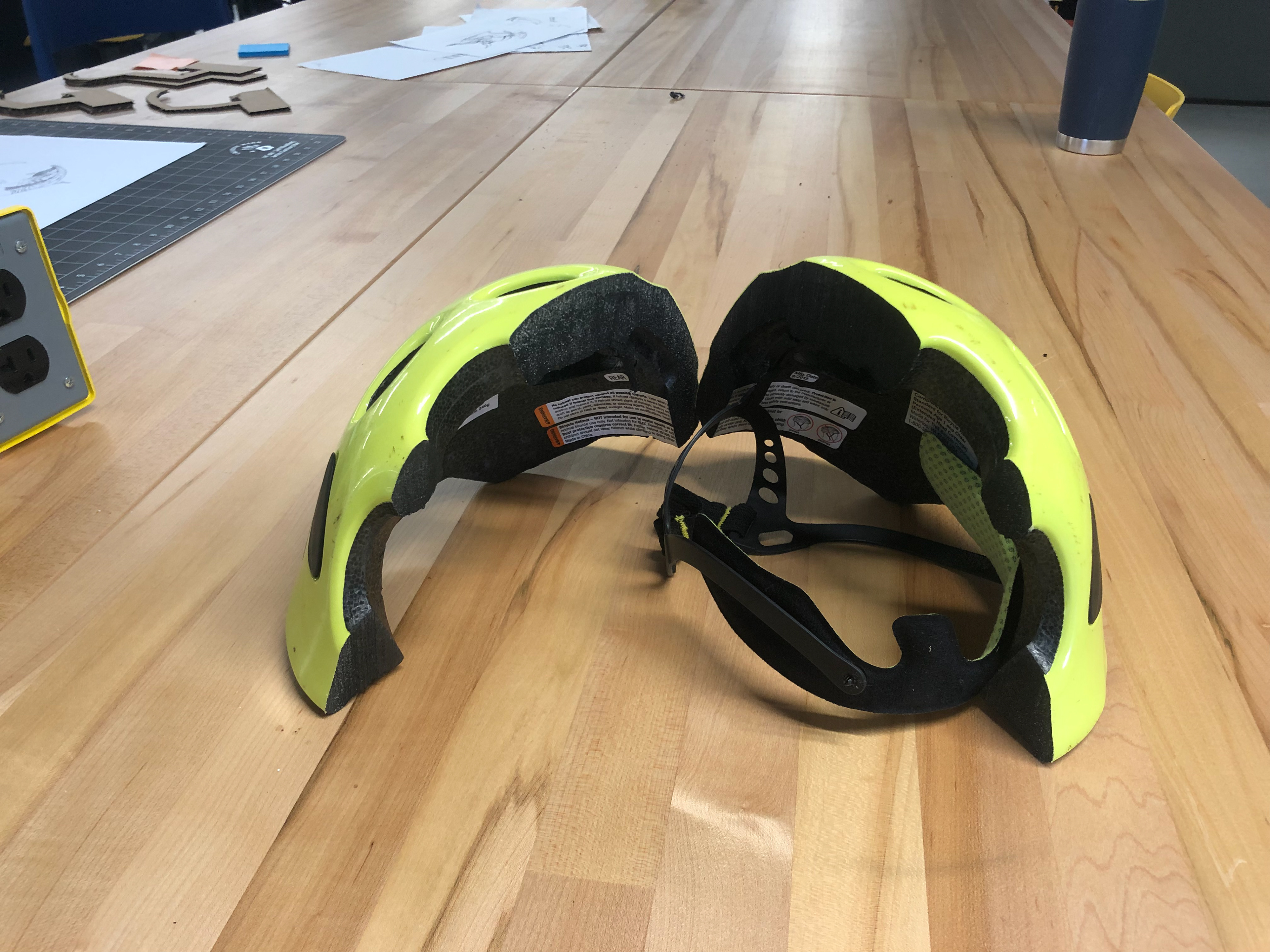 Helmet cut in half