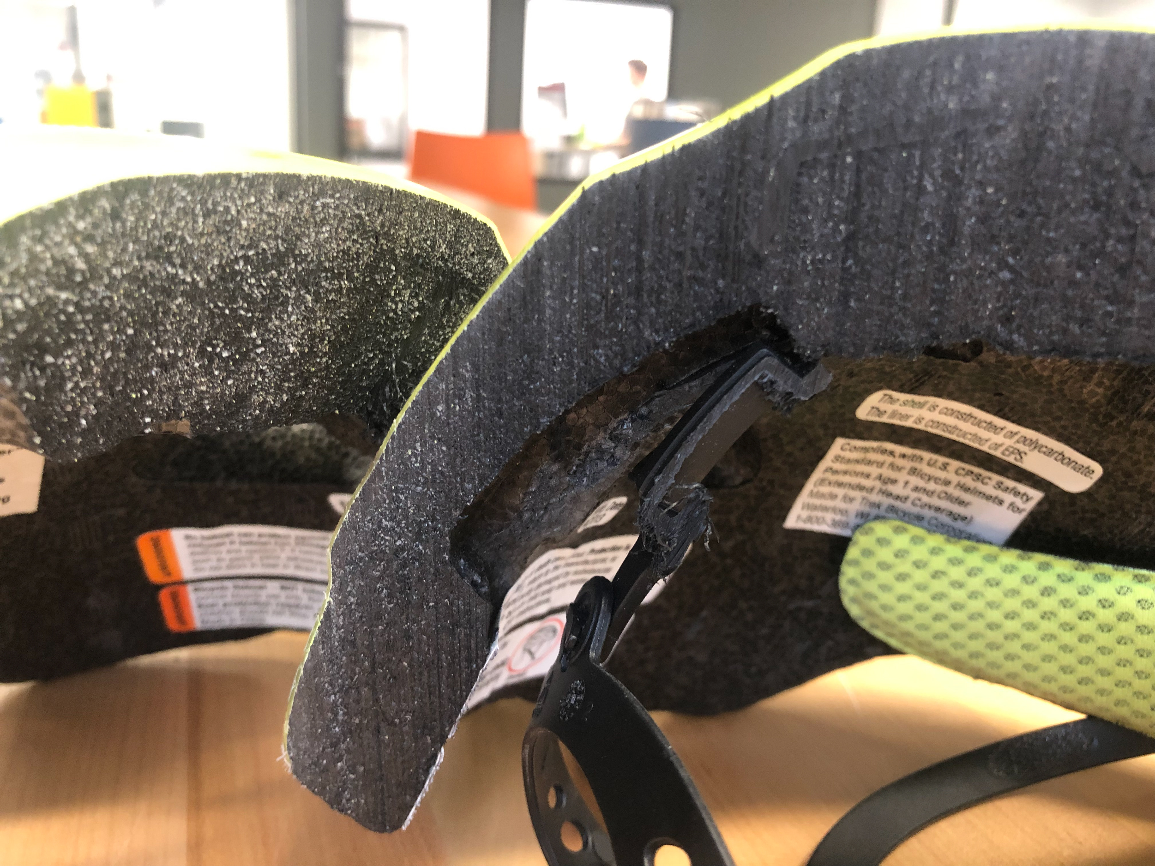 Helmet cut in half