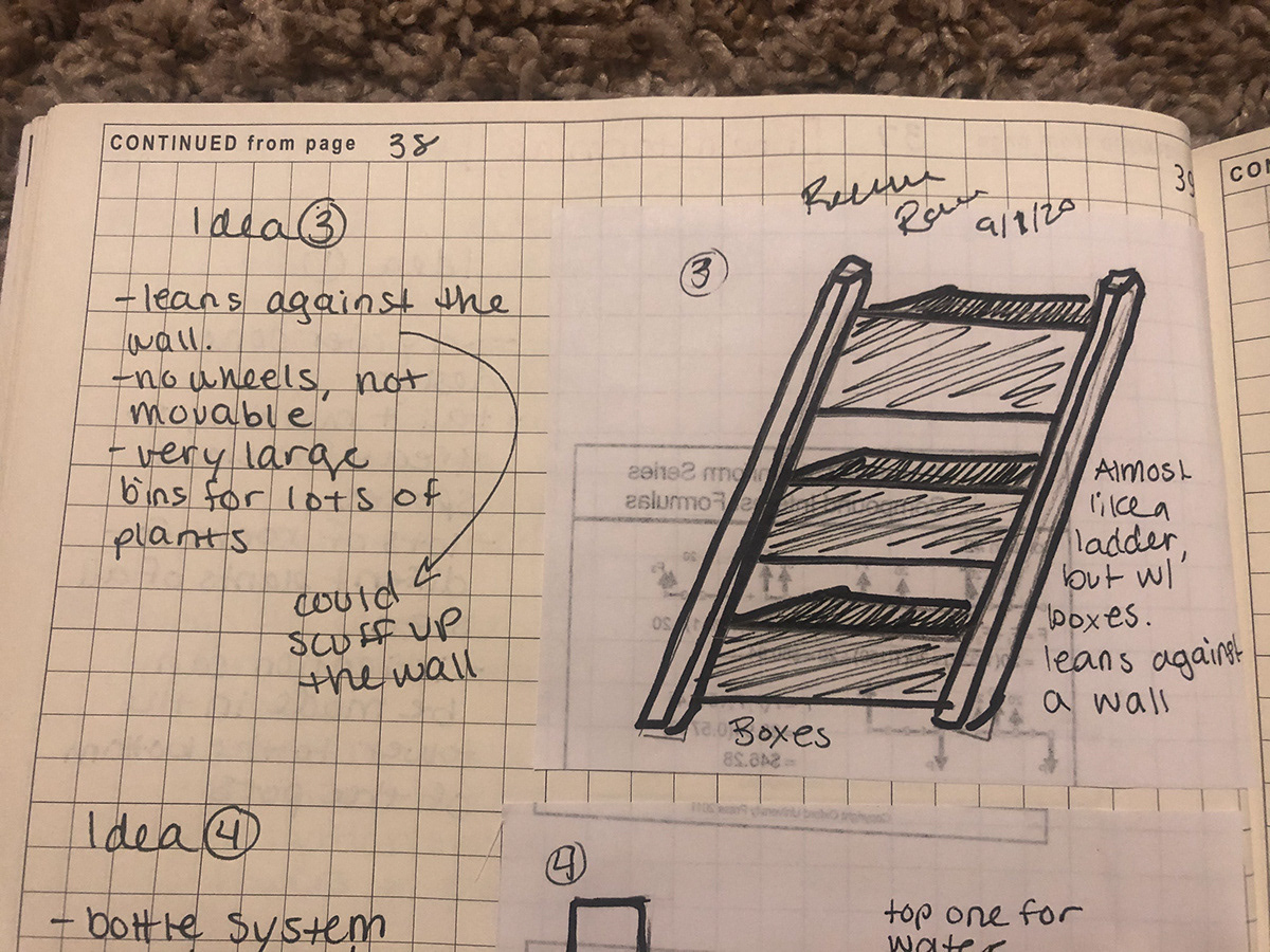 Another idea: a ladder with bins that can lean against a wall