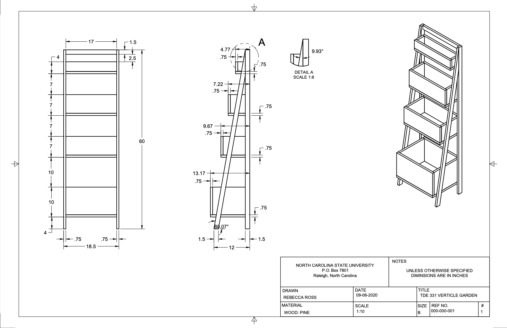 Technical Drawing of Vertical Garden