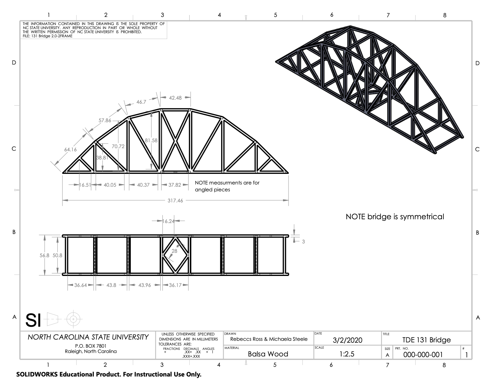 Technical Drawing of Truss Bridge