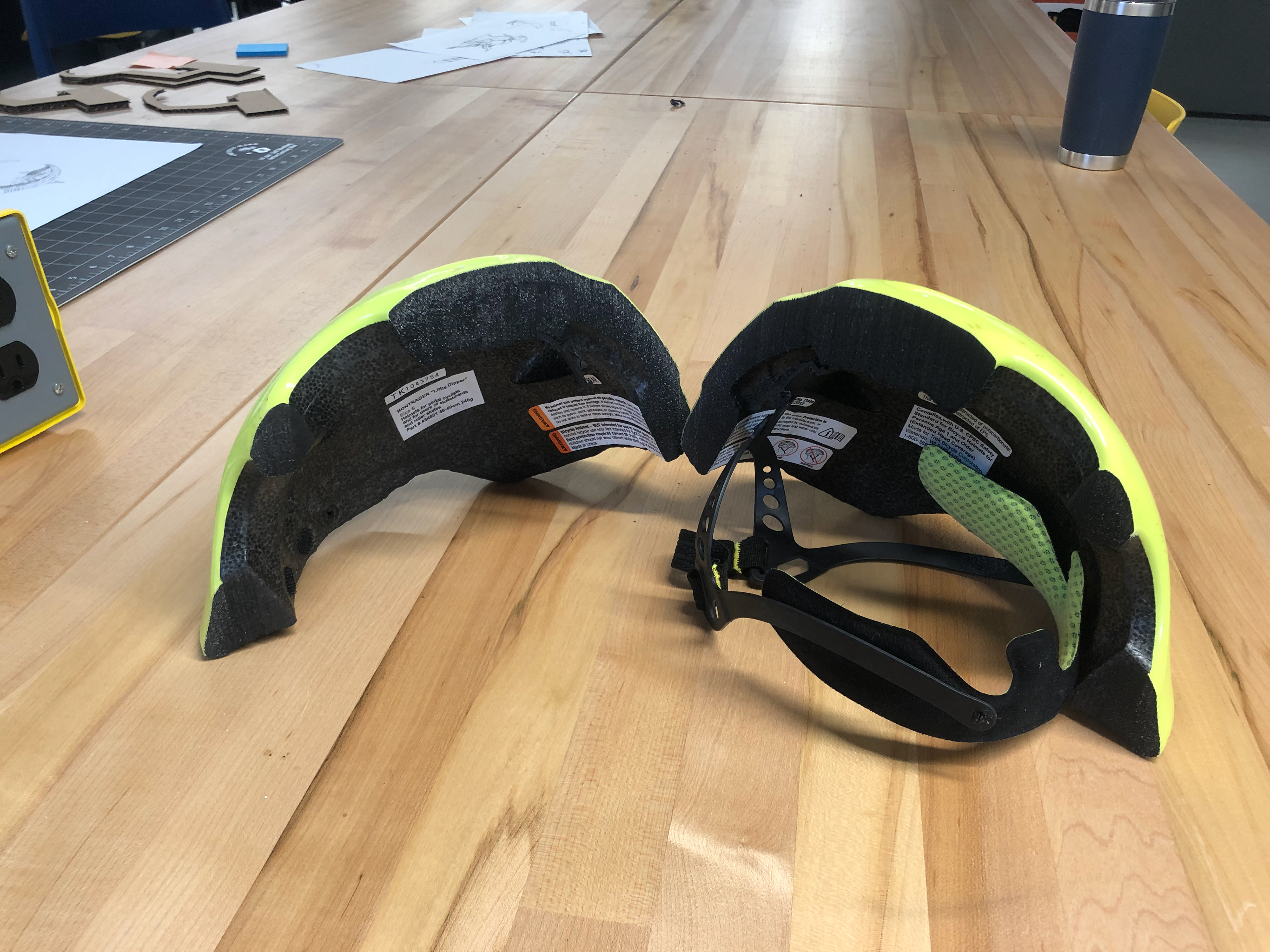Helmet cut in half