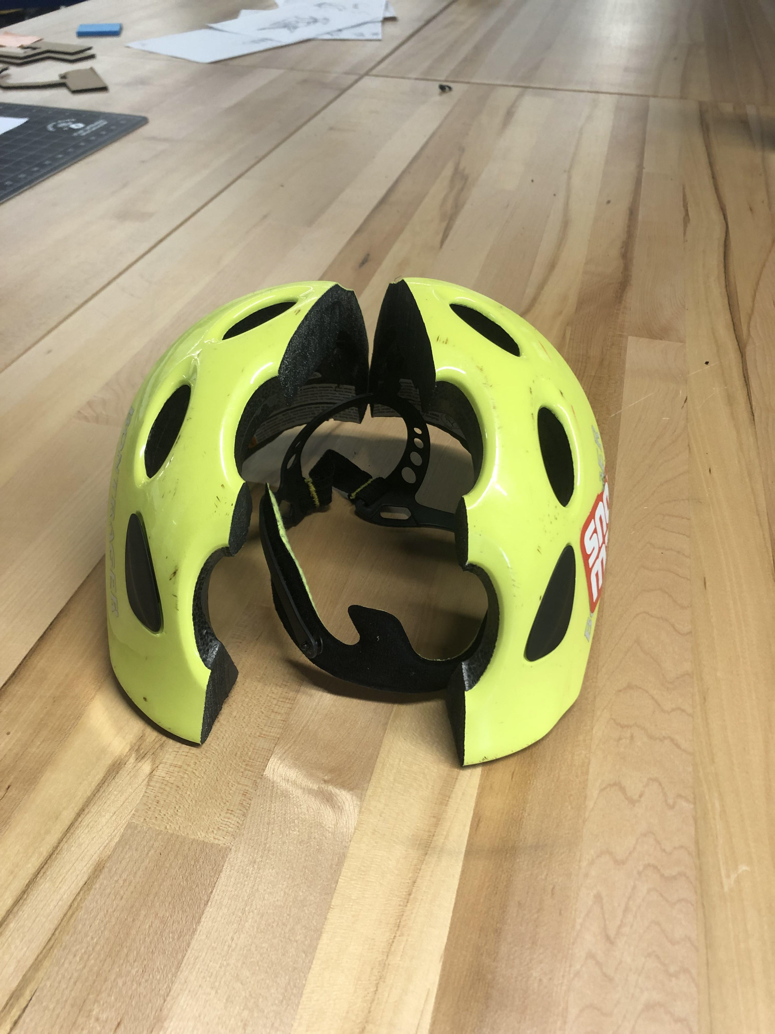 Helmet cut in half