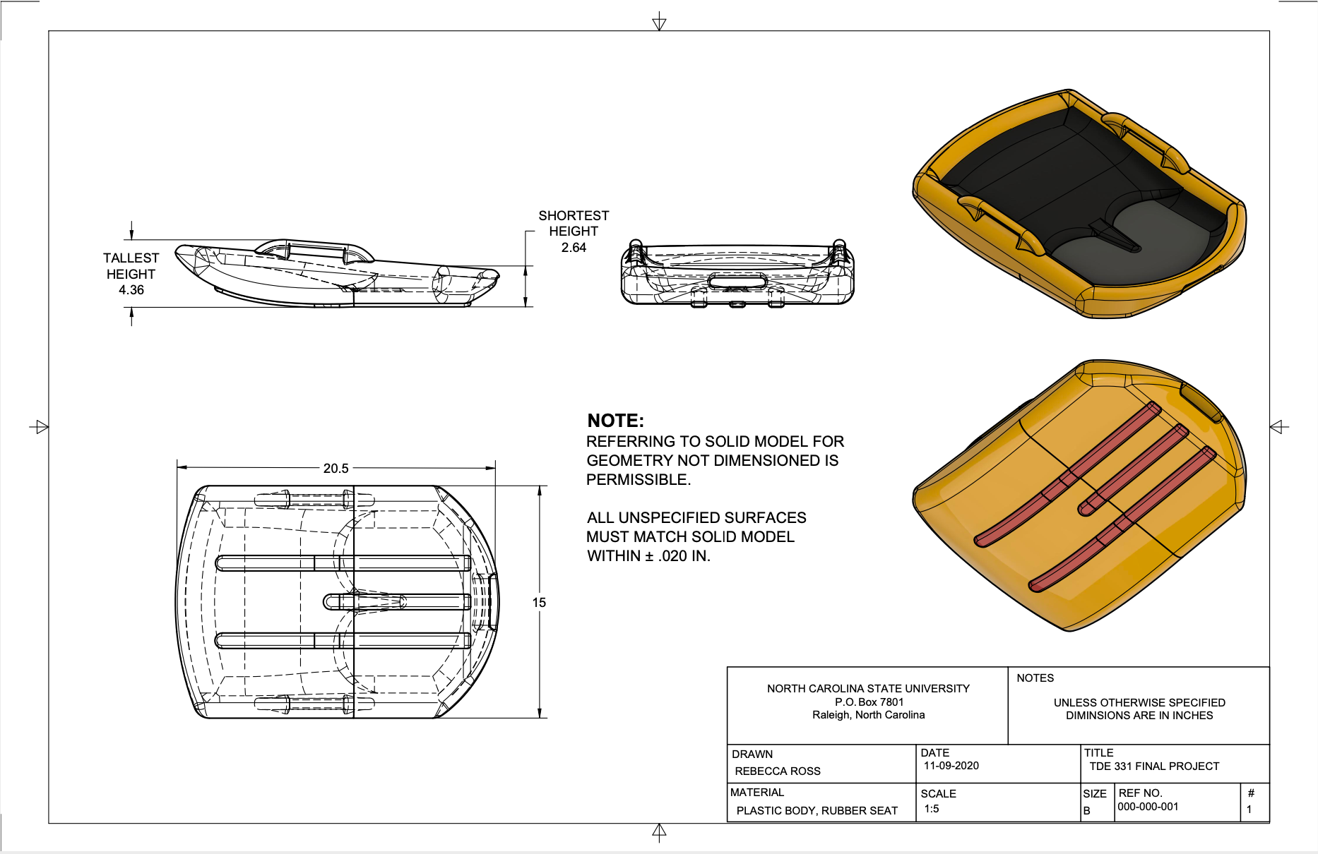 Technical Drawing of Current Sled Iteration
