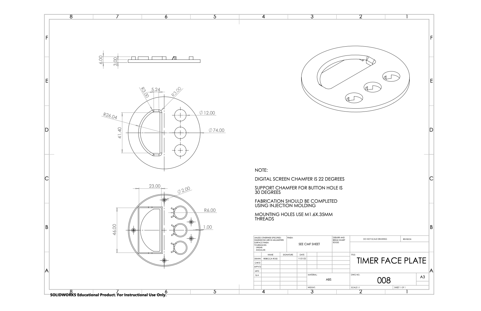Kitchen Timer Faceplate