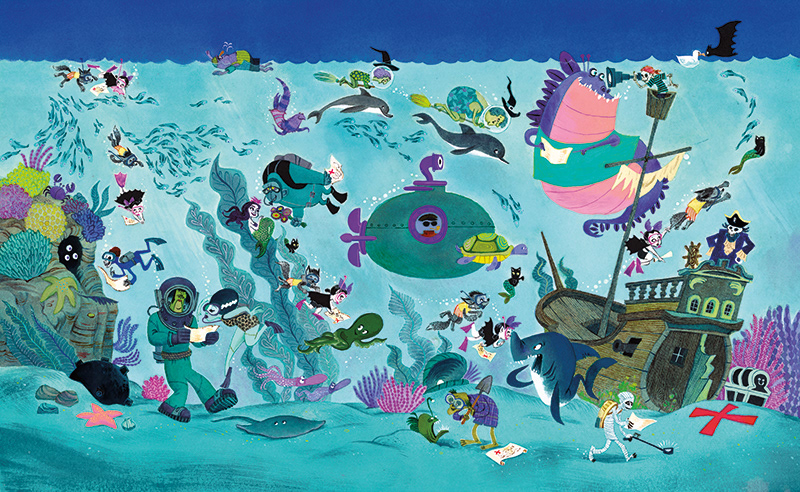 Vampirina Goes to the Beach, watercolor & ink