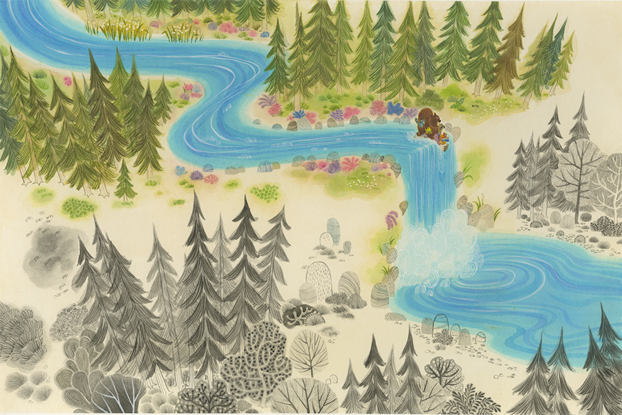 Bear Came Along, watercolor, pencil & ink