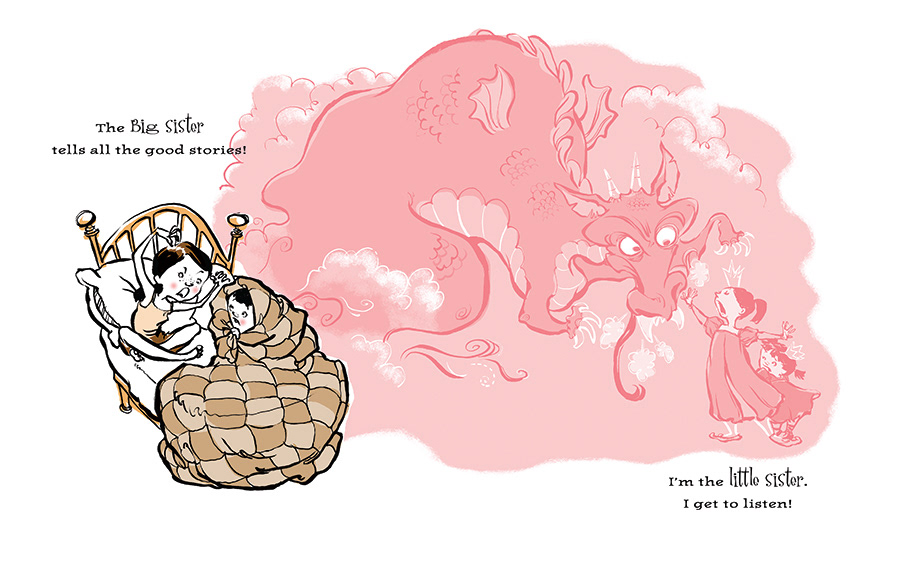 Big Sister, Little Sister, digital & ink