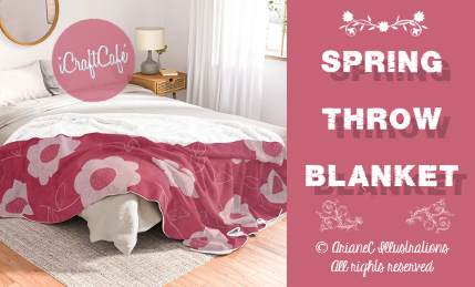 Bold magenta floral pattern spring throw blanket