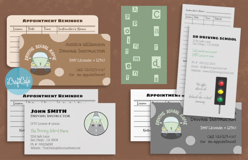 Double-sided behind-the-wheel appointment cards