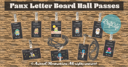 Faux Letter Board Hall Passes