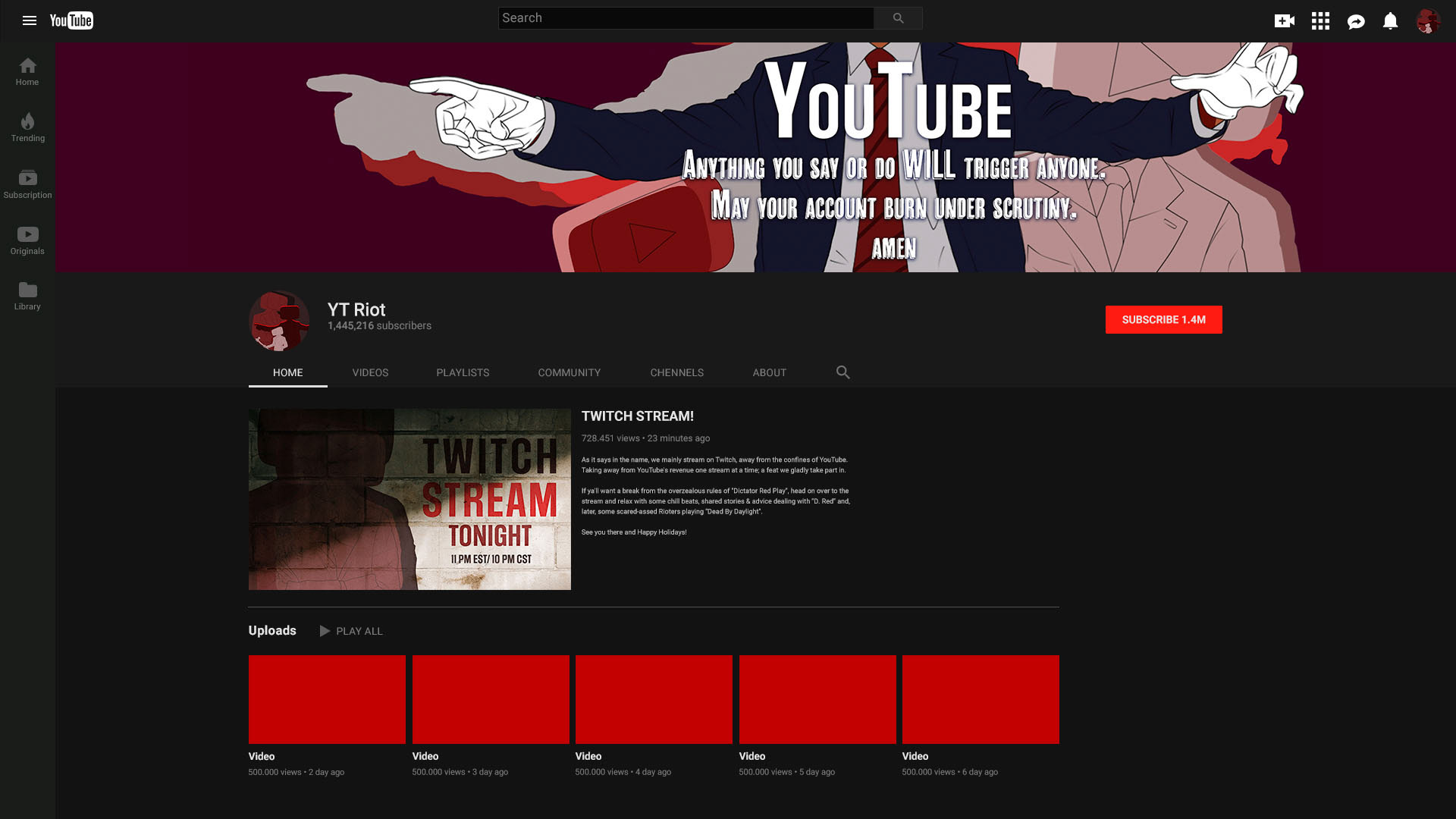 YT Riot_ YouTube Channel Mockup