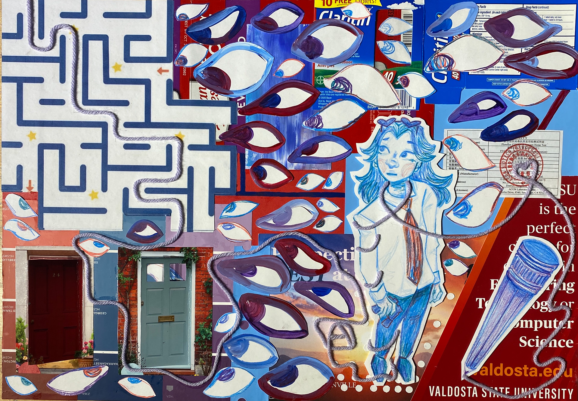 Labyrinth, mixed media