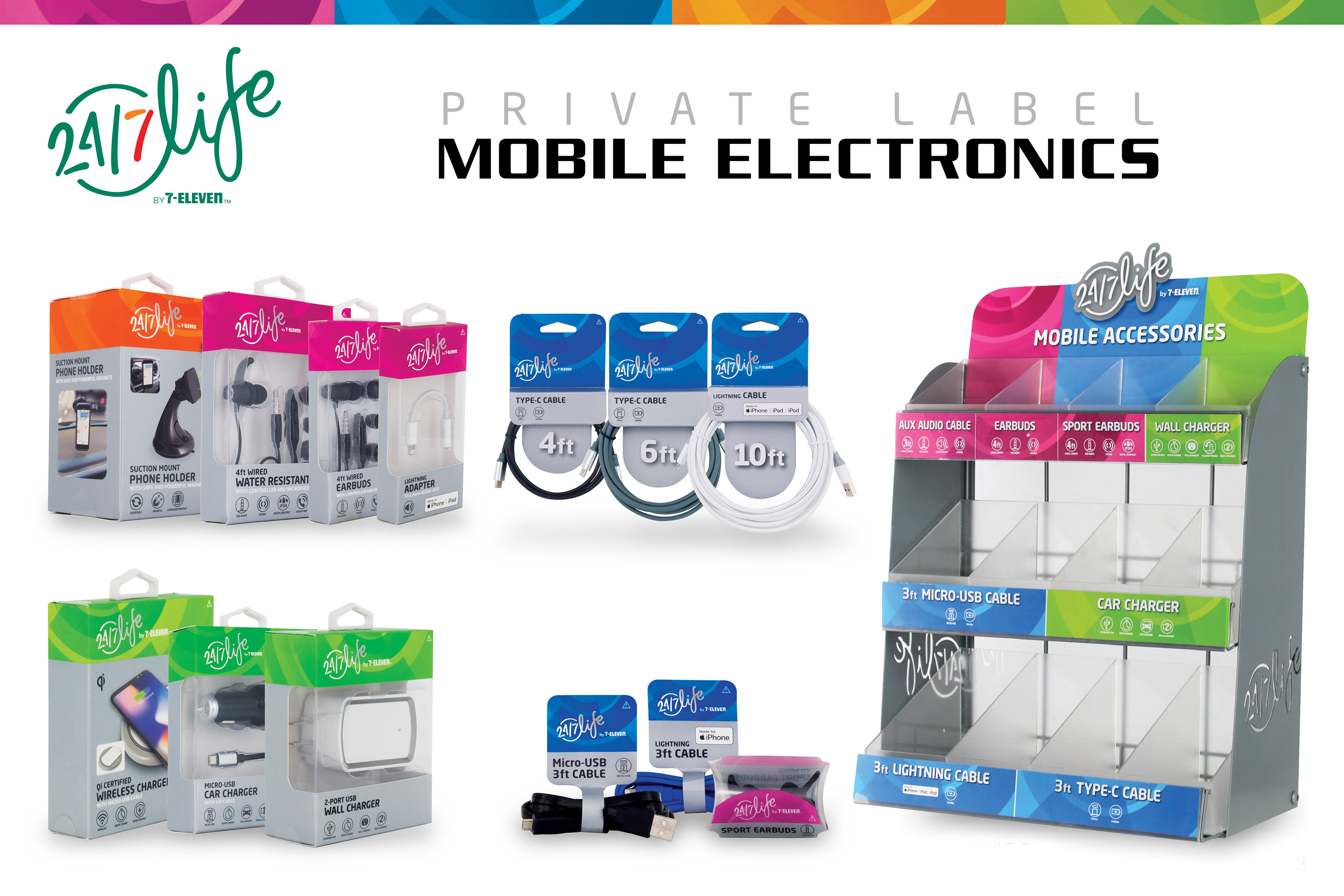 Developed private label brand 24/7 Life for 7-Eleven Mobile electronics