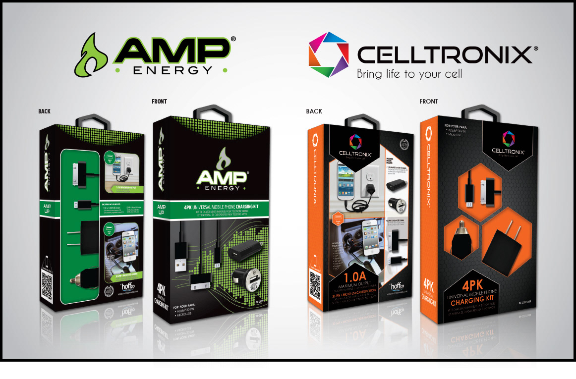 Updated AMP Energy and Celltronix Packaging Design