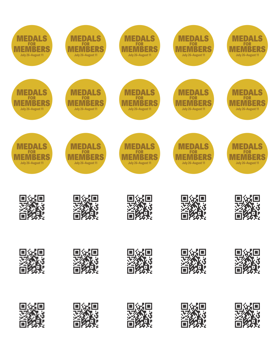 In-house printed stickers for medallions to be word by staff and instructors to promote the program.