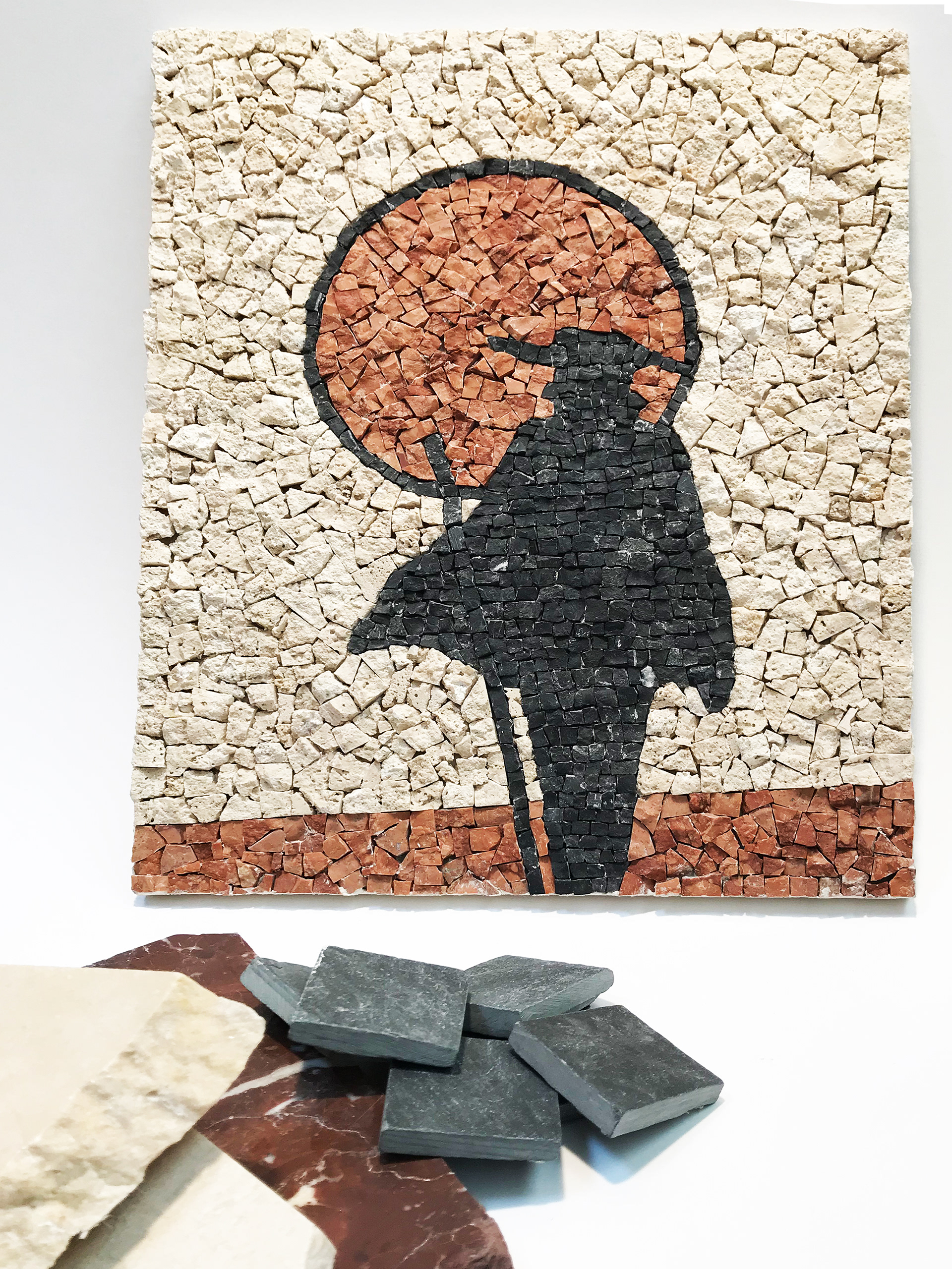 Mosaïque en marbre et ardoise. 300x370mm