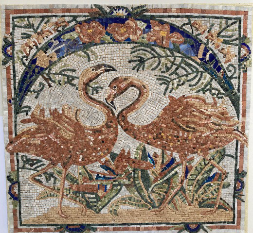 Flamands rose - marbre et pâte de verre - 600x600mm