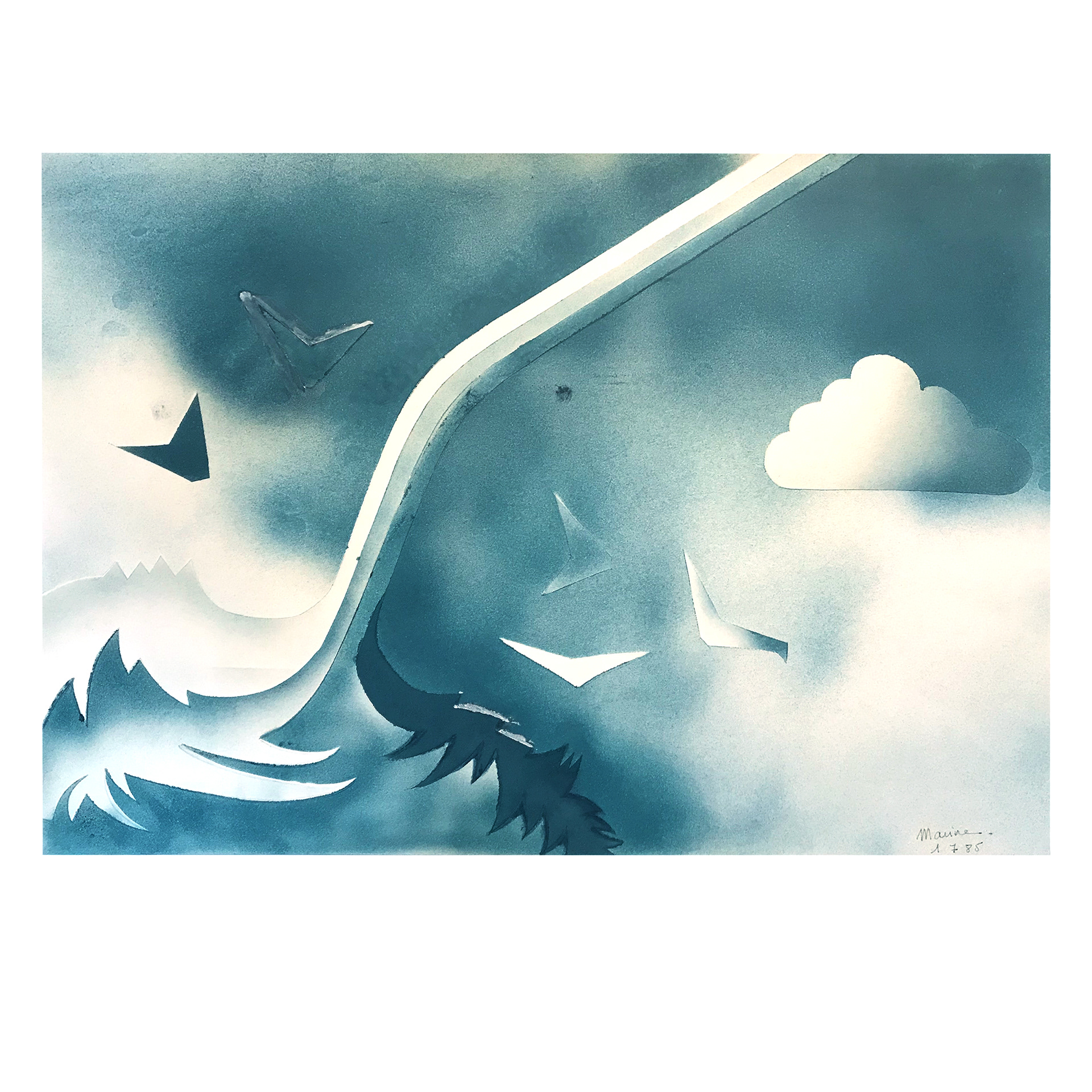 La vague Gouache sur papier - 320x460mm