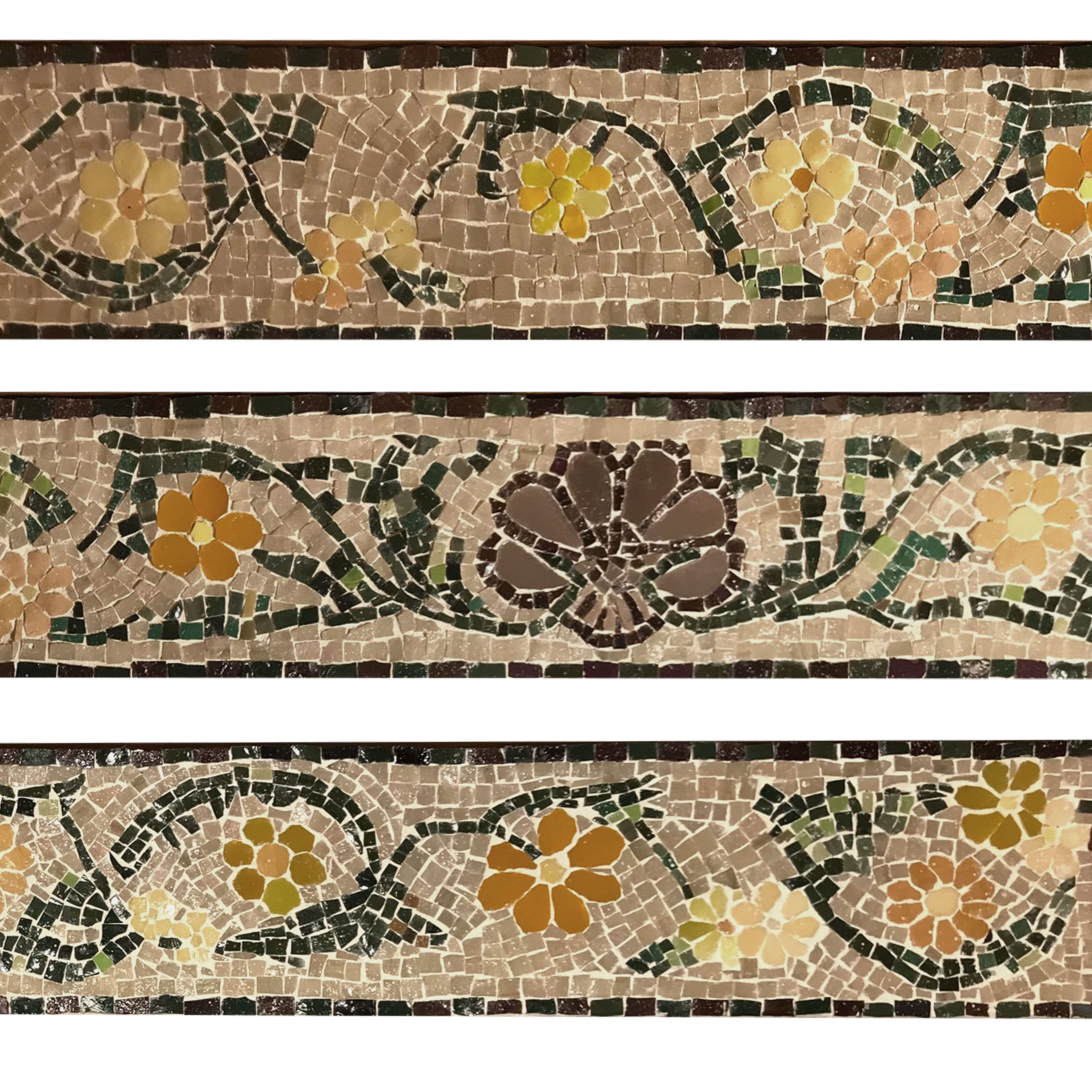 Frise pour dessus de porte en pâte de verre Albertini et smalt de Venise. 900x100mm