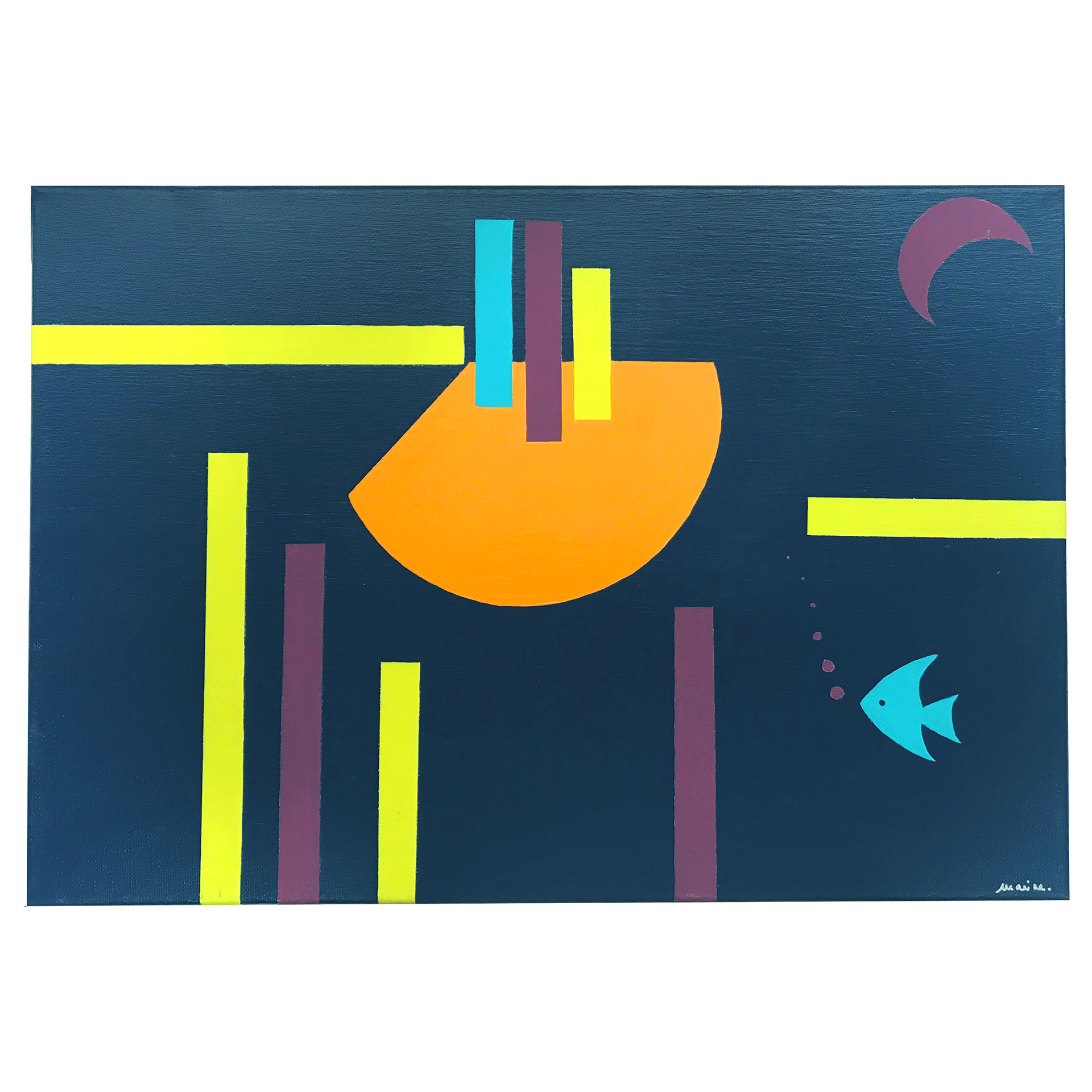 L'aquarium. Acrylique sur toile - 380x550mm