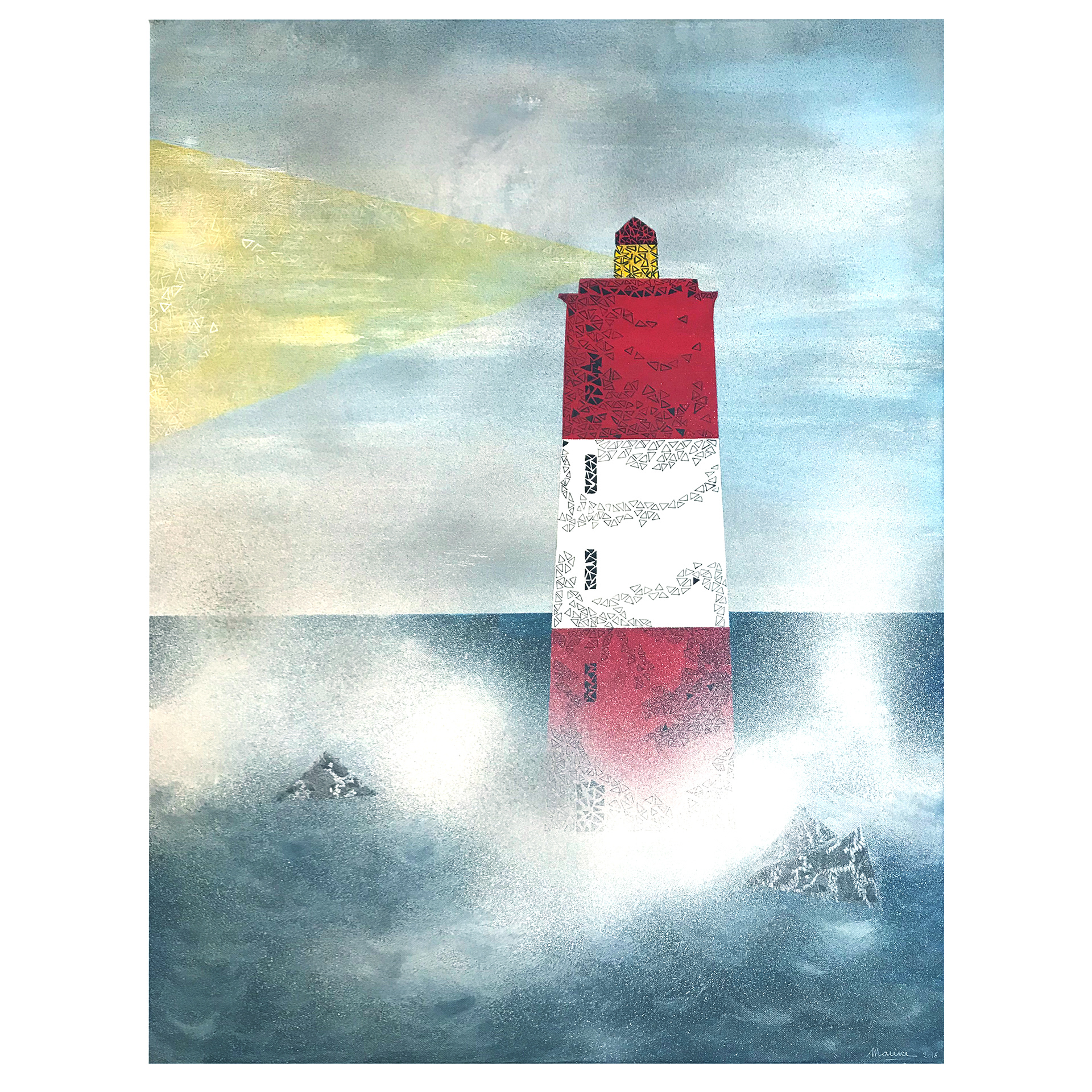 Le phare des cardinaux, Hoëdic. Acrylique sur toile - 600x810mm