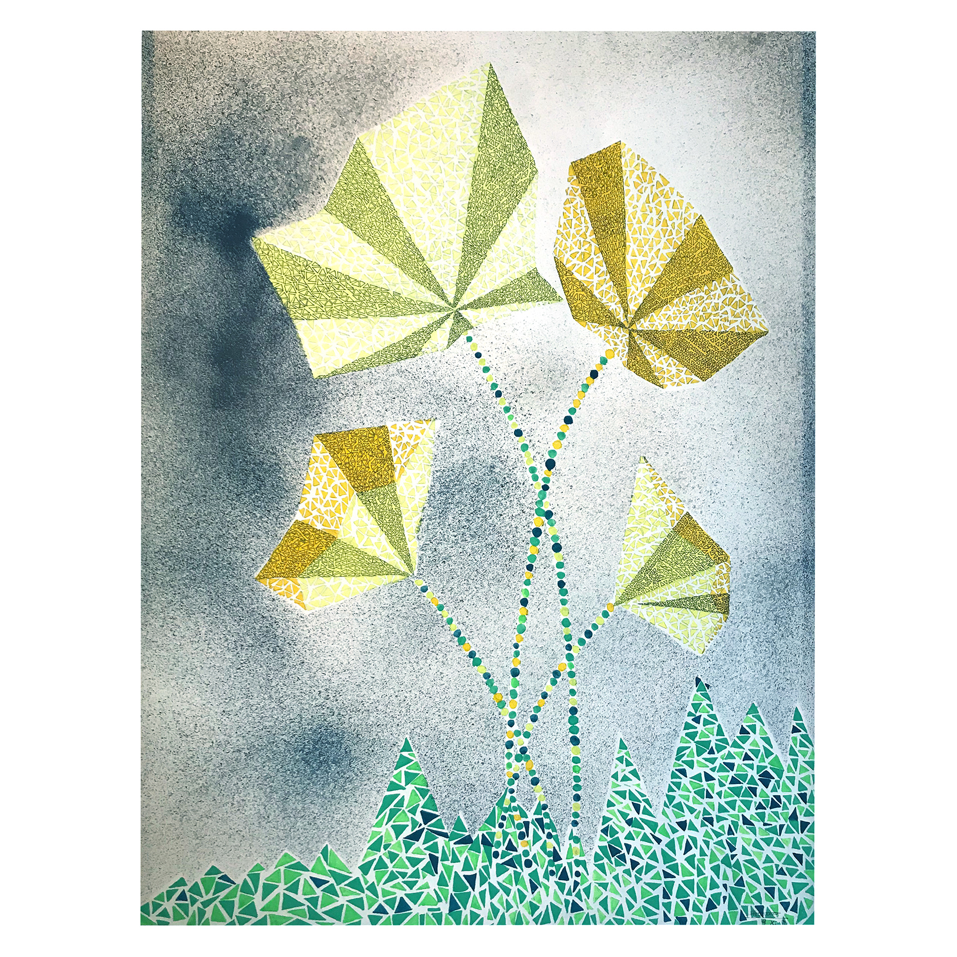 Fleurs de printemps. Gouache sur papier - 500x650mm