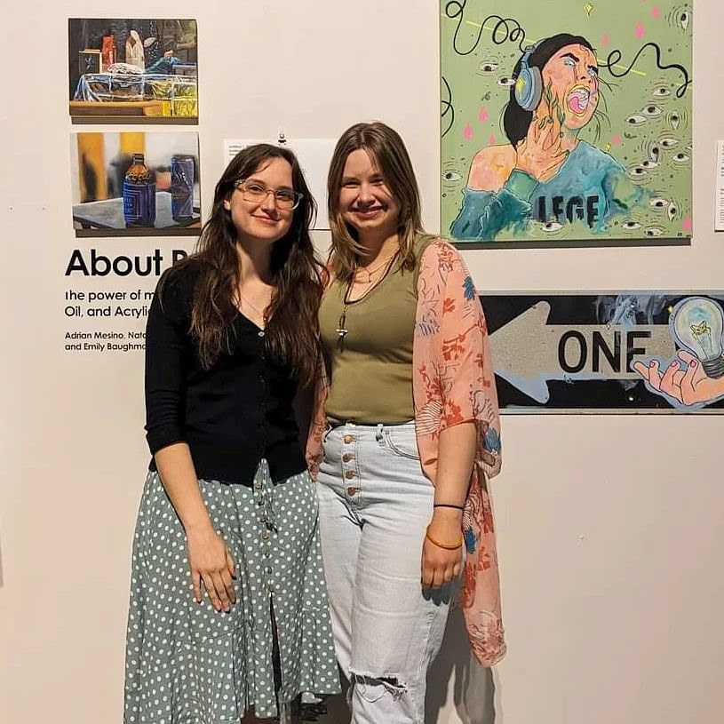 Picture of Natalie Pivony (left) and Emily Baughman (right), two painters living in Elgin, Illinois.