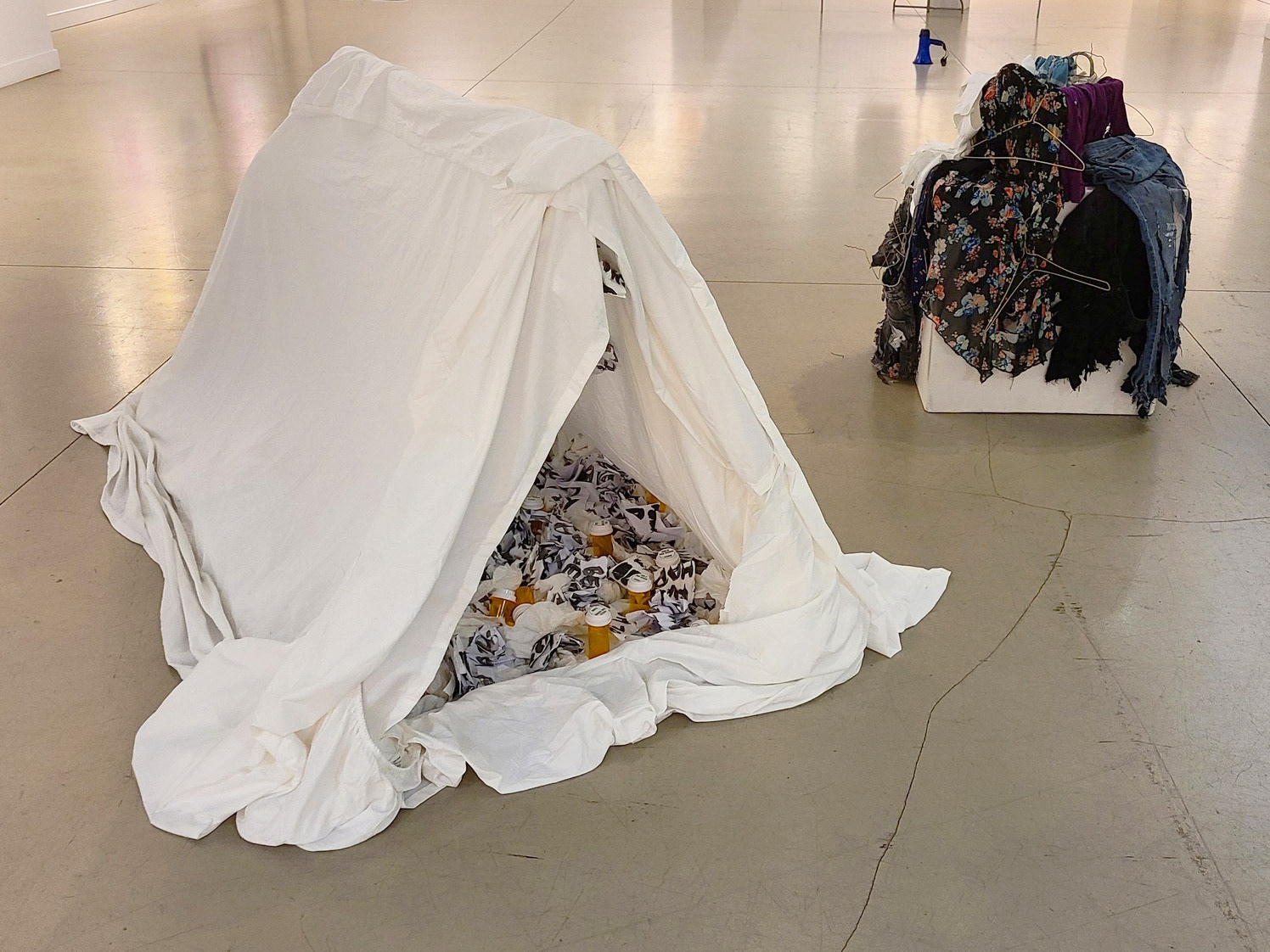 Depression Cave (left) and Dirty Laundry (right), Ivette De Santiago, Installation, 2022