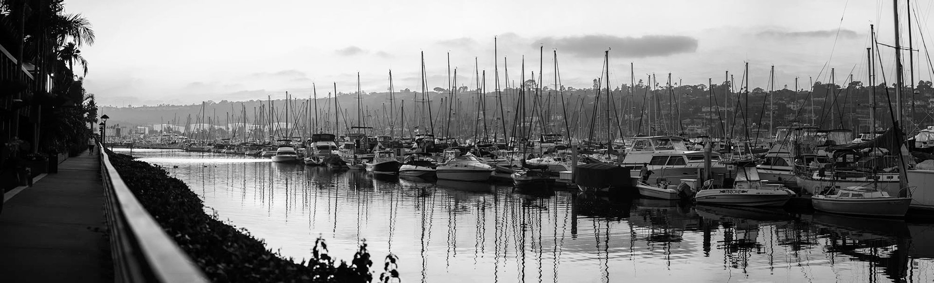 Panorama of  boats in a marina