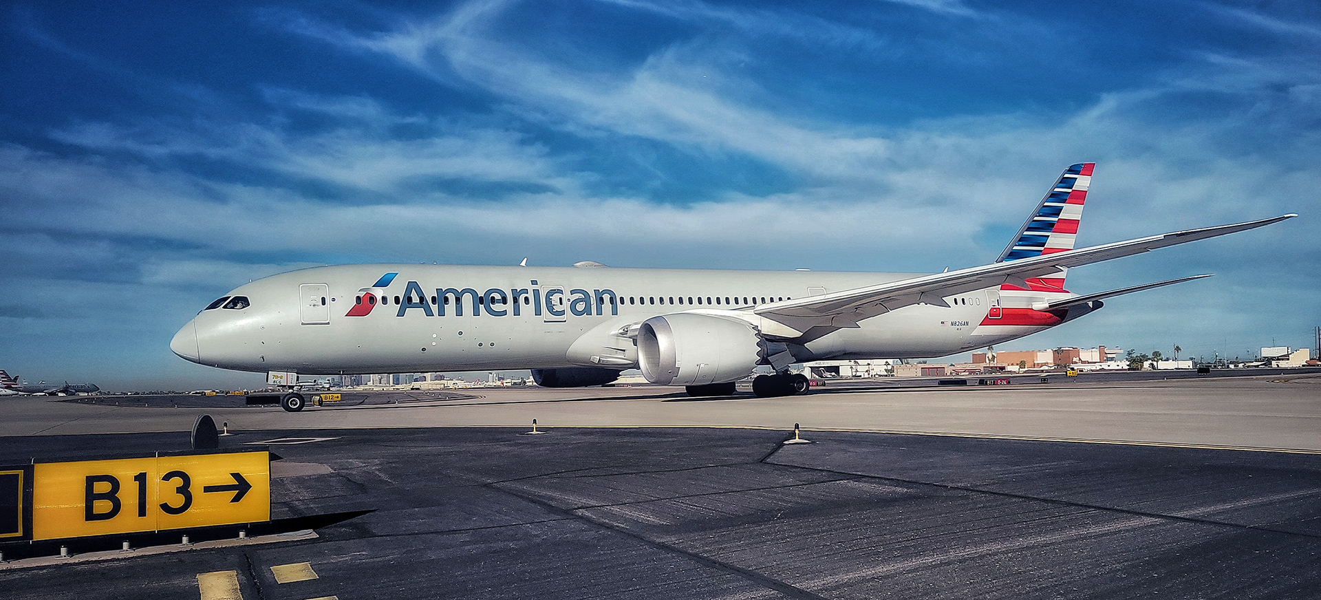 Dreamliner coming off runway
