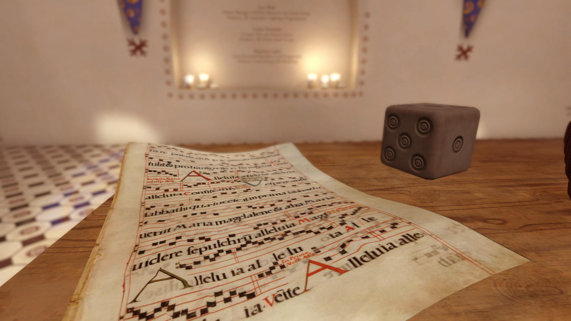 The sheet music upon which the game’s music was composed by Alexandra Shkodrova.